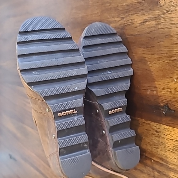 SOREL Joan Of Ark Tobacco Leather Mid Lace Up Boots Size 7 - Picture 9 of 9